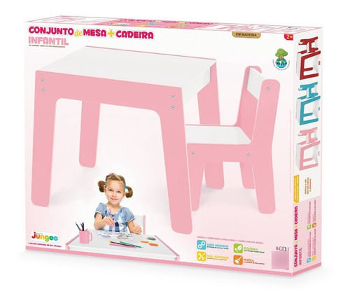 Conjunto Mesa + Cadeira Infantil Rosa 4
