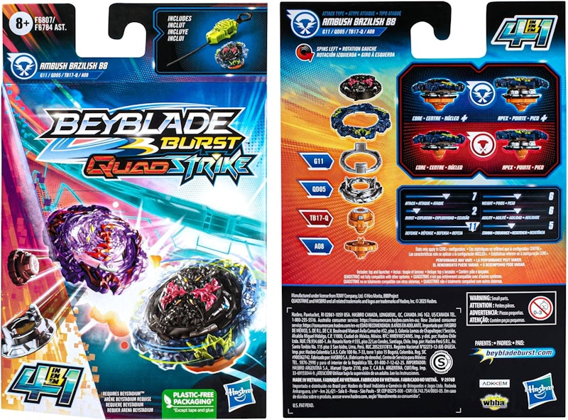 Beyblade Burst QuadStrike Ambush Bazilisk B8 Kit Inicial 5