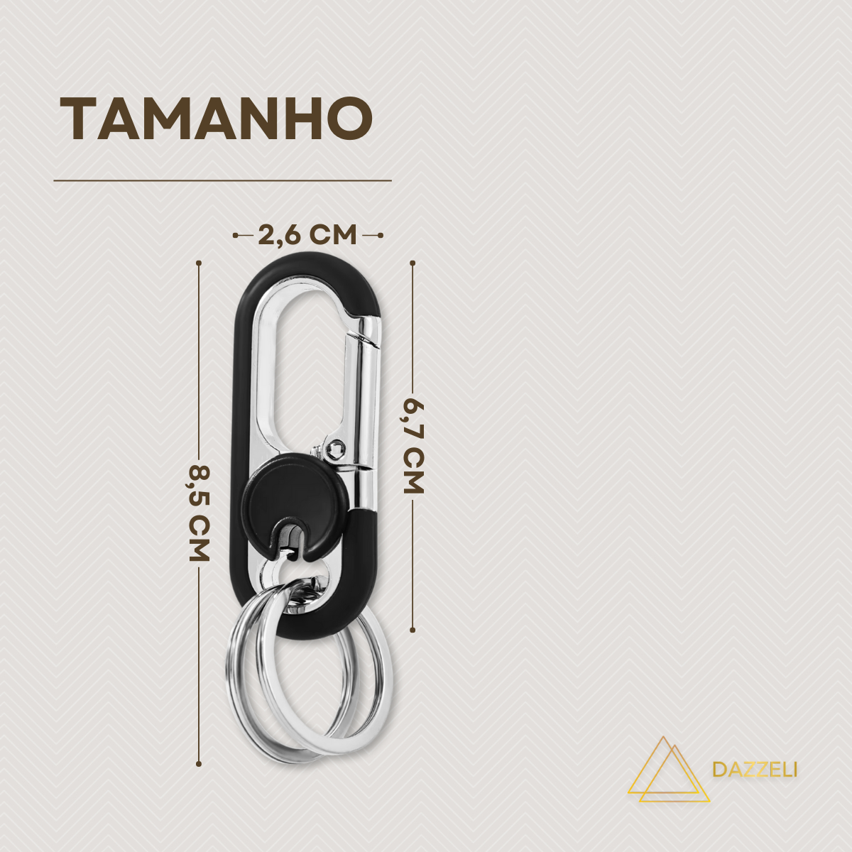 Chaveiro Mosquetão Metal Gancho com Argola 5