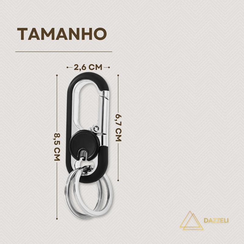 Chaveiro Mosquetão Metal Gancho com Argola 5