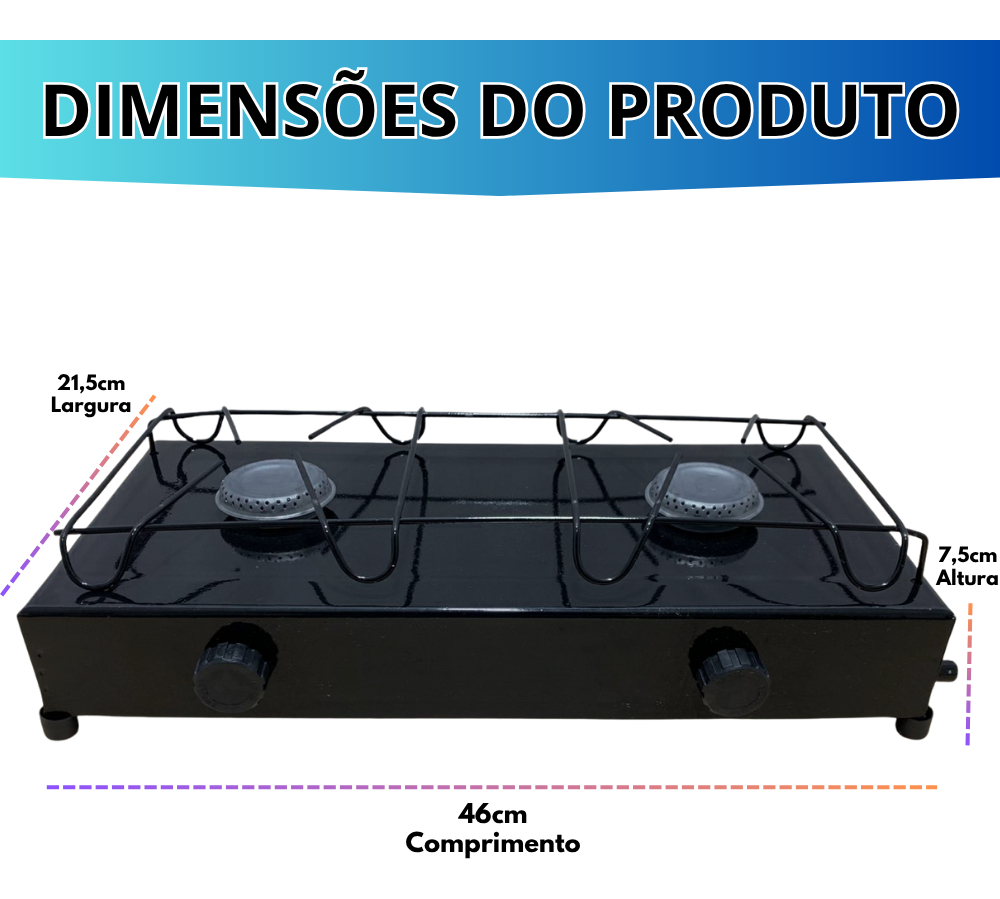 Fogão Fogareiro Camping 2 Bocas à Gás Mishe 3