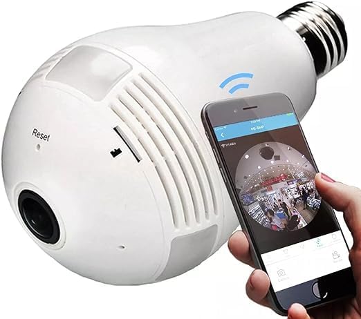 Lâmpada Câmera Espiã IP Led Wi-Fi Panorâmica 360° 4