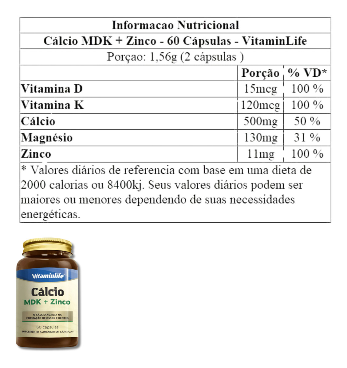 Cálcio MDK + Zinco 2