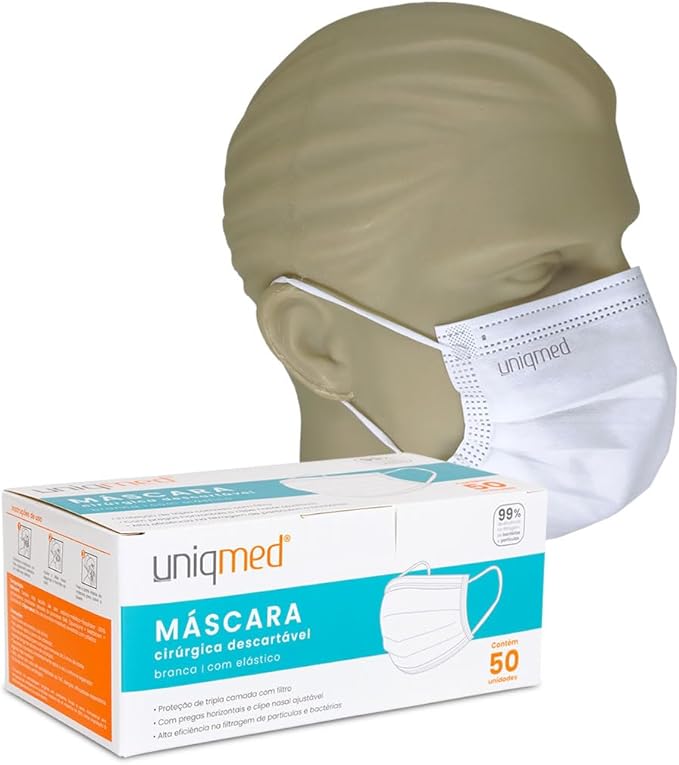 Máscara Cirúrgica Descartável Uniqmed Caixa com 50 Unidades 1