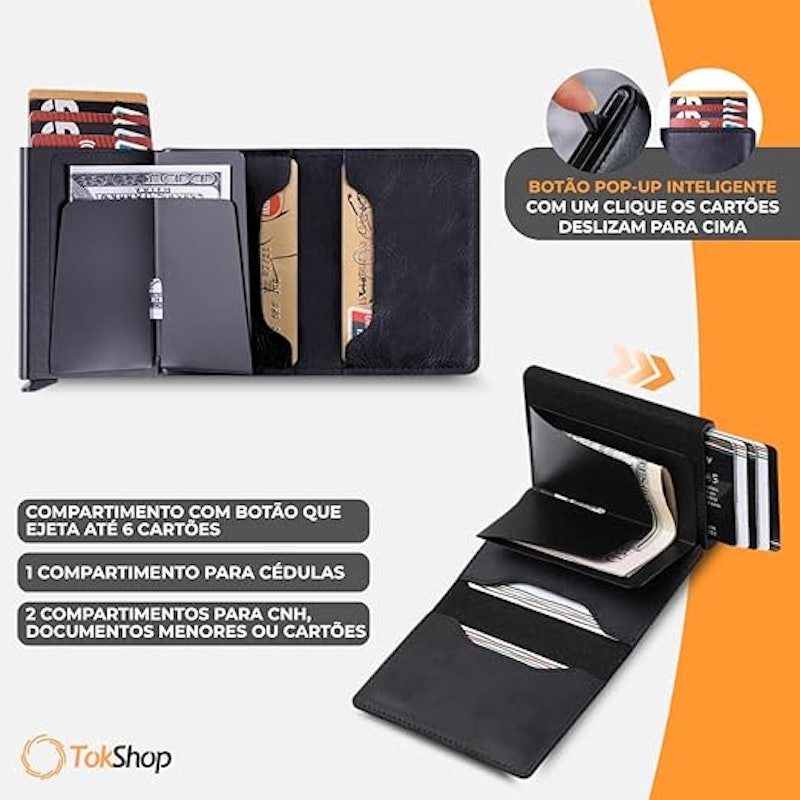 Carteira Masculina Proteção RFID Antifurto Slim 3