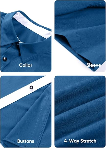 Camisa Social Masculina Jmierr Casual Manga Curta e sem Amassos 3