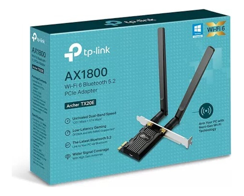 Adaptador WiFi 6 PCIe AX1800 Bluetooth 5.2 1