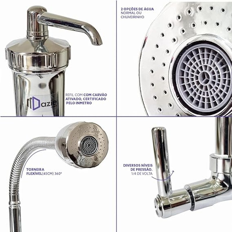 Torneira com Filtro para Cozinha de Parede Flexível Gourmet 4