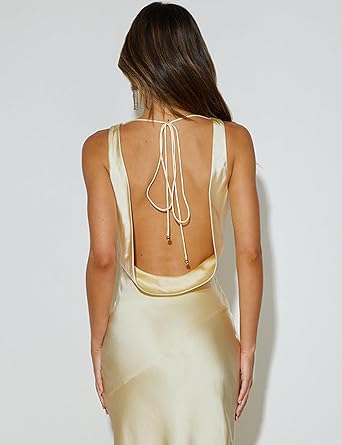 Vestido Longo de Cetim com Gola Drapeada 4