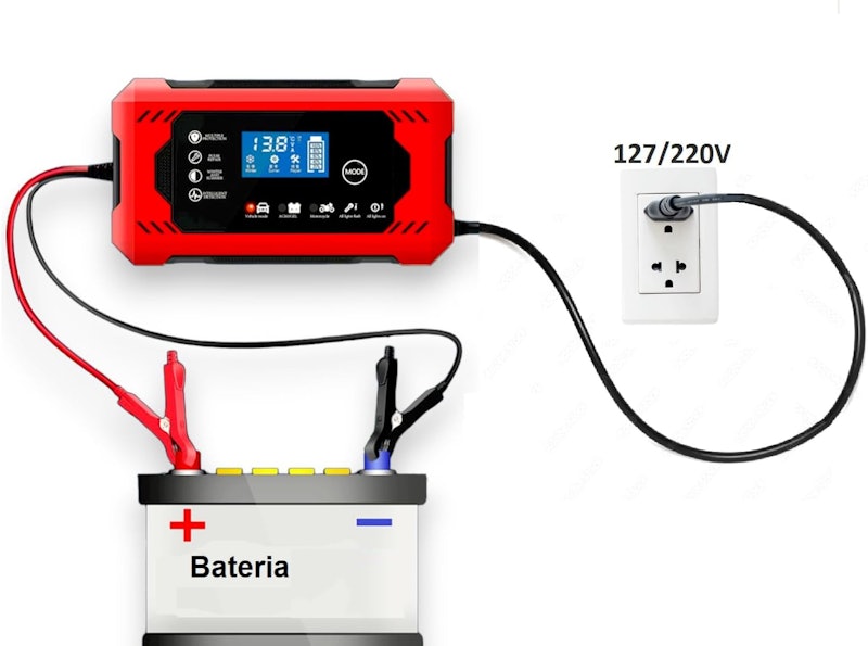 Carregador de Bateria 12 V Inteligente Carro e Moto Bivolt Lúmu 2