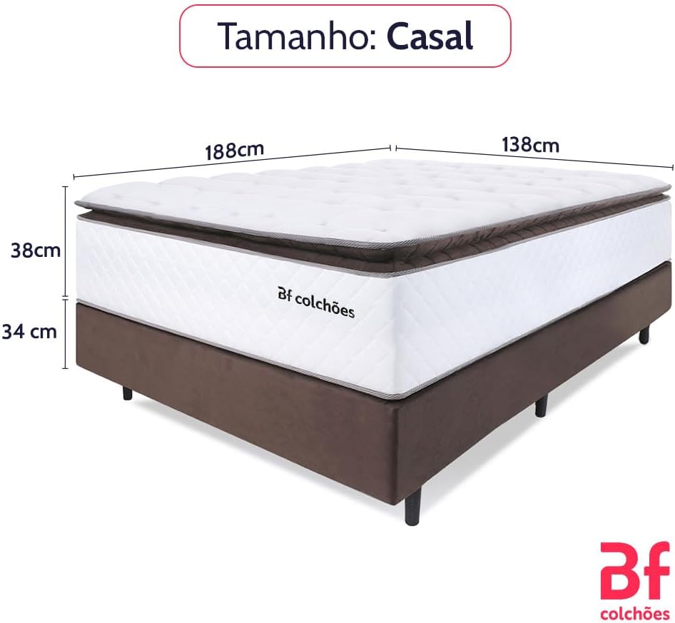 Cama Box Casal Colchão Molas Ensacadas Pillow Top D28 Premium Sleep 2
