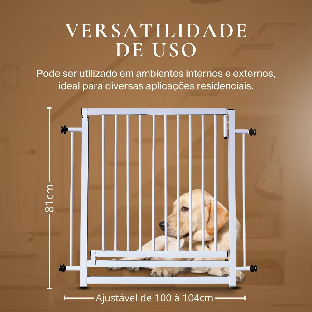 Portão Grade para Pets e Crianças Reforçado 120 até 124 cm Linha Premium Preto 3