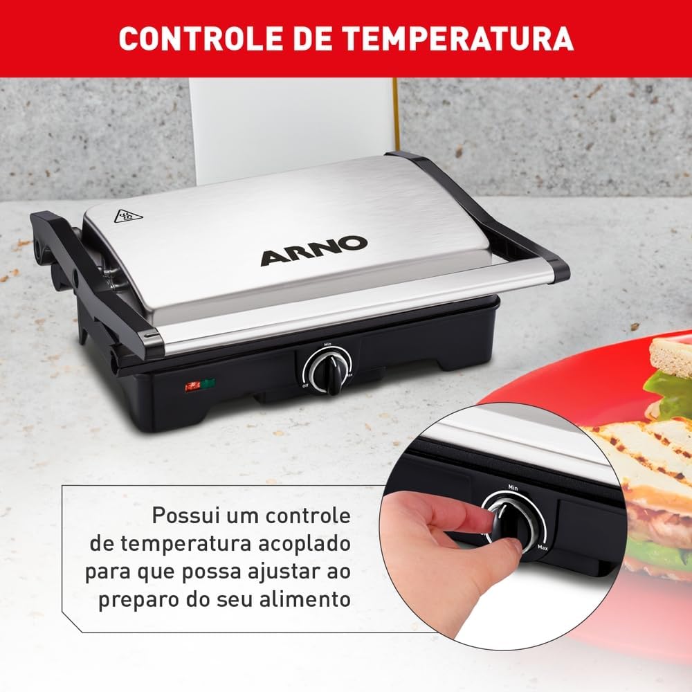 Grill Arno Dual Inox com Abertura de 180° 4