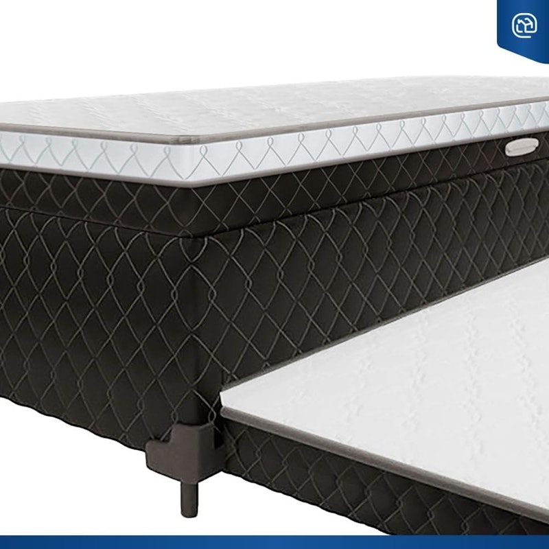 Cama Box Baú com Colchão de Espuma Acoplado e Auxiliar de Molas Lyon 3