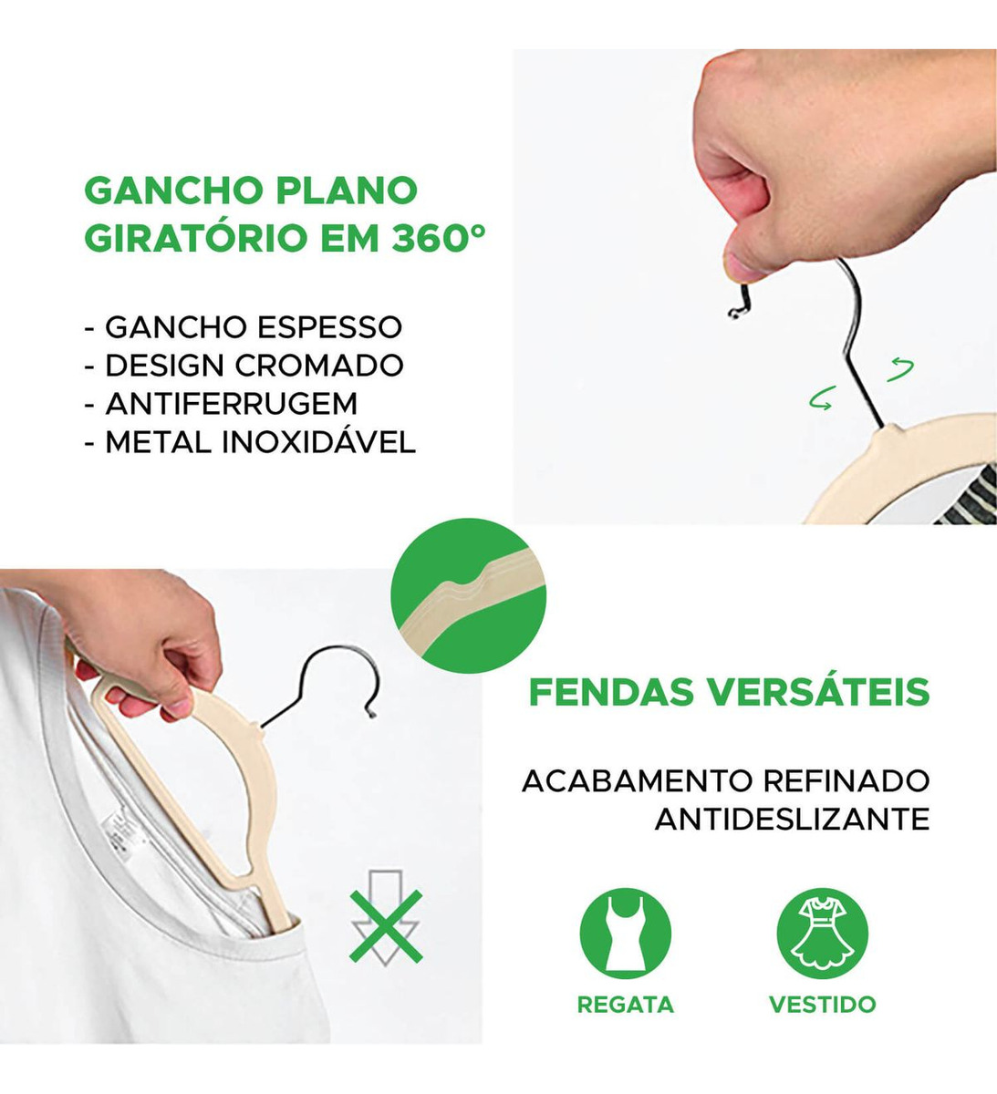 10 Cabides de Veludo Slim Ultra Finos Antideslizante 5