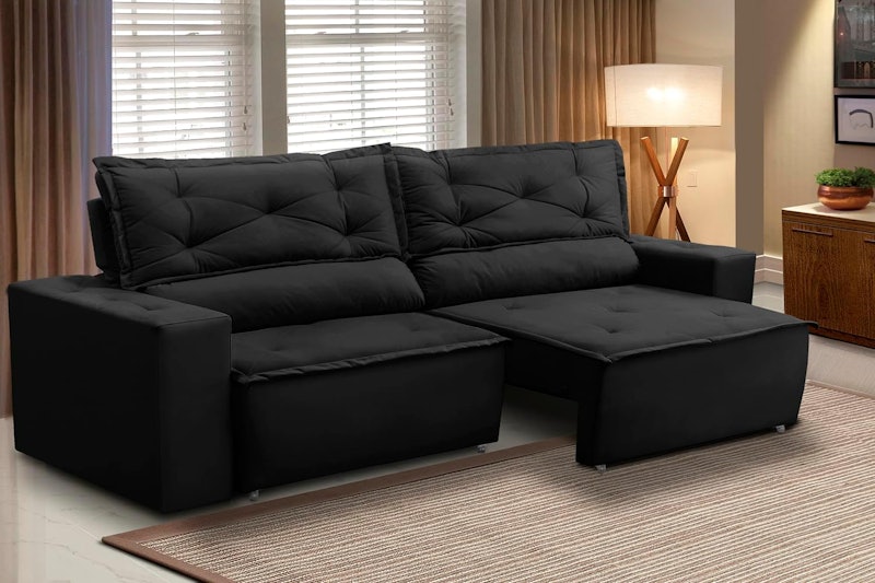 Sofá Retrátil e Reclinável 2 Lugares com Molas 1,50m Livia Suede 1