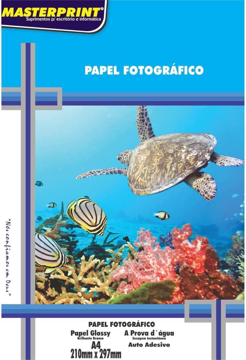 Papel Glossy Adesivo 115 g A4 Fotográfico Branco Brilhante Masterprint 2