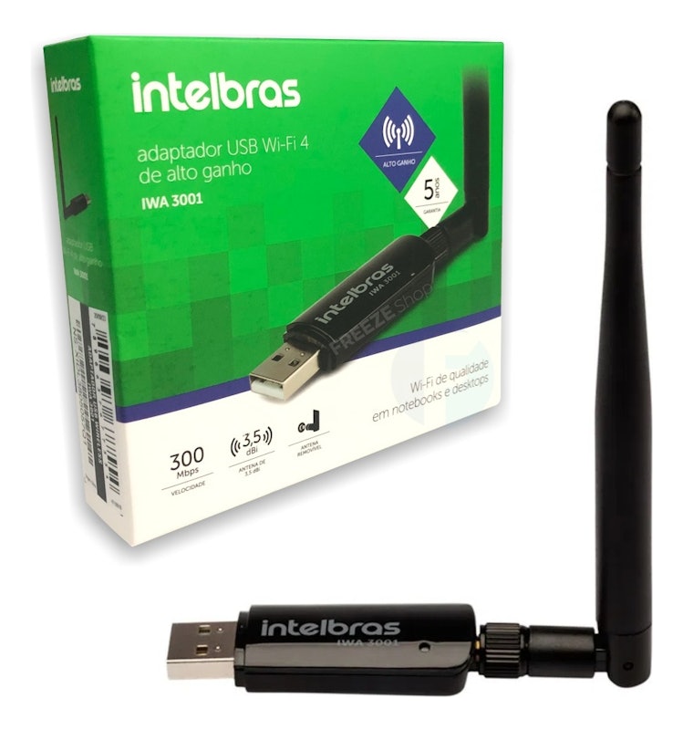 Adaptador USB Wireless com Antena Externa Intelbras 1