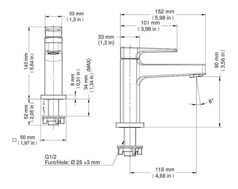 Monocomando Bica Baixa de Mesa para Lavatório ColdStart Lift 2