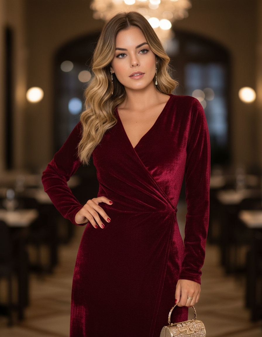 Vestido Feminino Longo de Festa em Veludo 5
