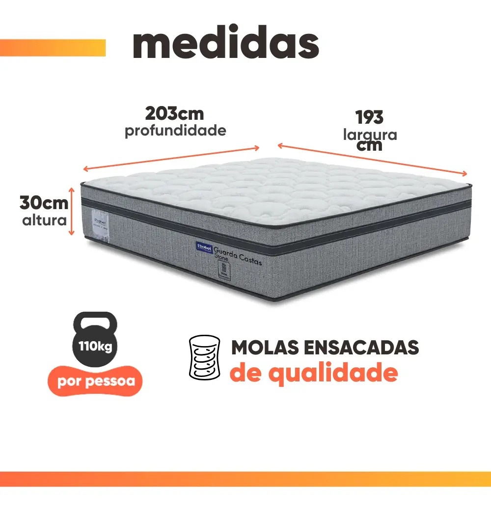 Cama Box Baú King Probel Molas Ensacadas Euro In Guarda Costas Stone 3