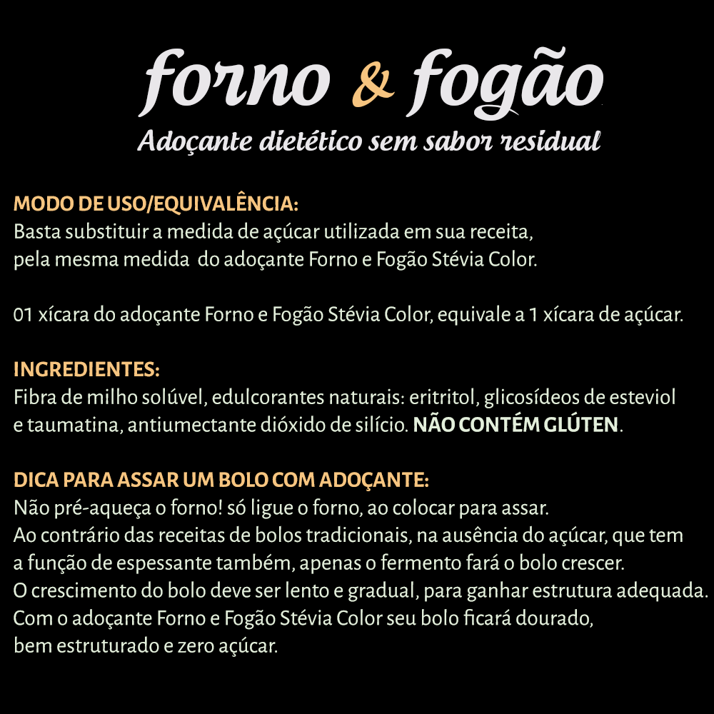 Adoçante Culinário Stevia Forno & Fogão 3