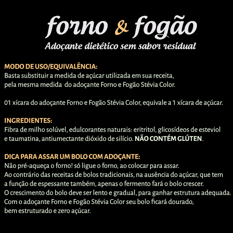 Adoçante Culinário Stevia Forno & Fogão 3