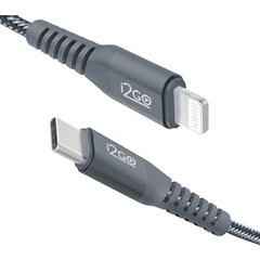 Cabo iPhone/Lightning + USB-C i2GO Certificado MFi 2 m 3 A Nylon Trançado Chumbo i2GO PRO