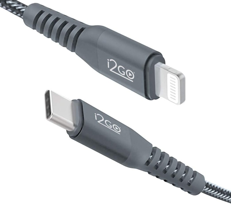 Cabo iPhone/Lightning + USB-C i2GO Certificado MFi 2 m 3 A Nylon Trançado Chumbo i2GO PRO 1
