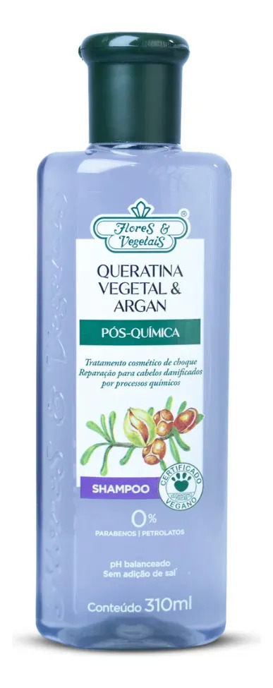 Shampoo Queratina Vegetal e Argan Flores & Vegetais 1