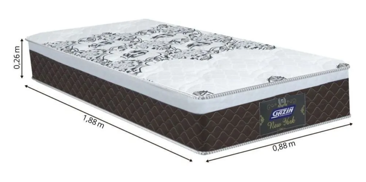 Cama Box Solteiro Colchão Molas Ensacadas com Euro In New York 4