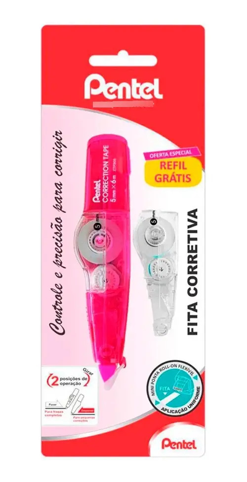 Fita Corretiva Rosa + Refil 2
