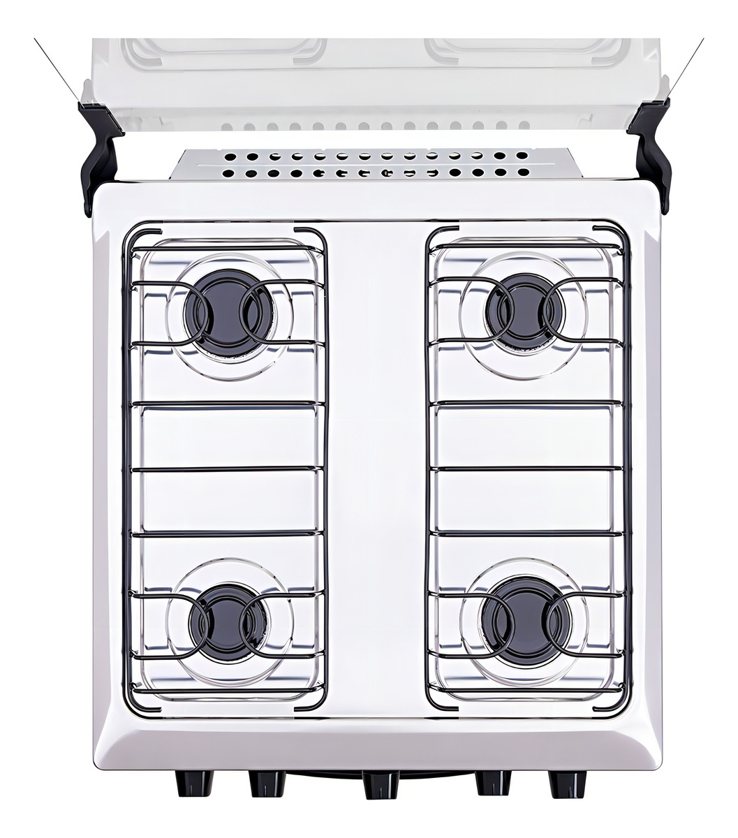 Fogão 4 Bocas Preto com Mesa Inox Atlas Coliseum Plus 5