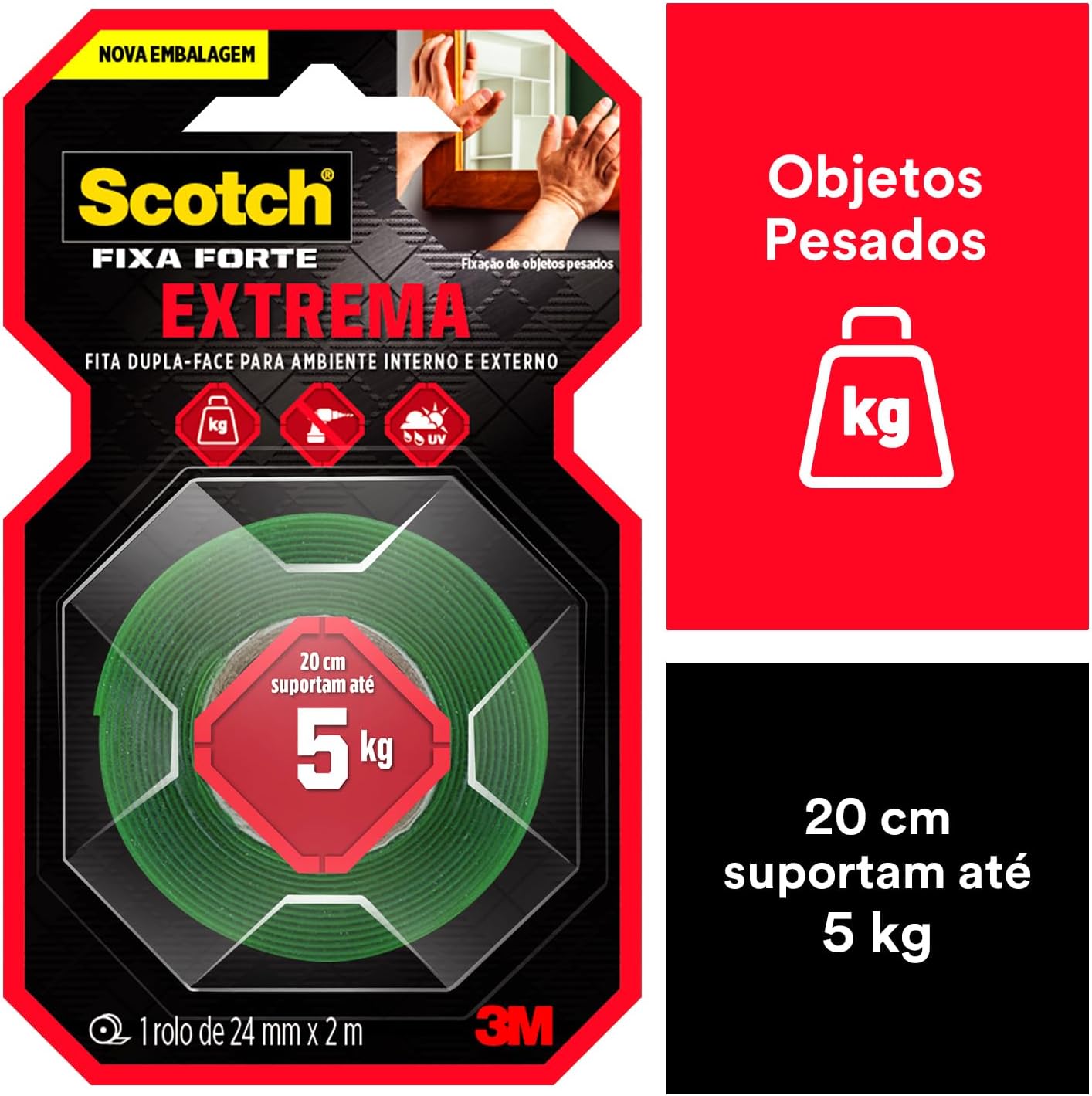 Fita Dupla Face 3M™ Scotch® Fixa Forte Fixação Extrema 2