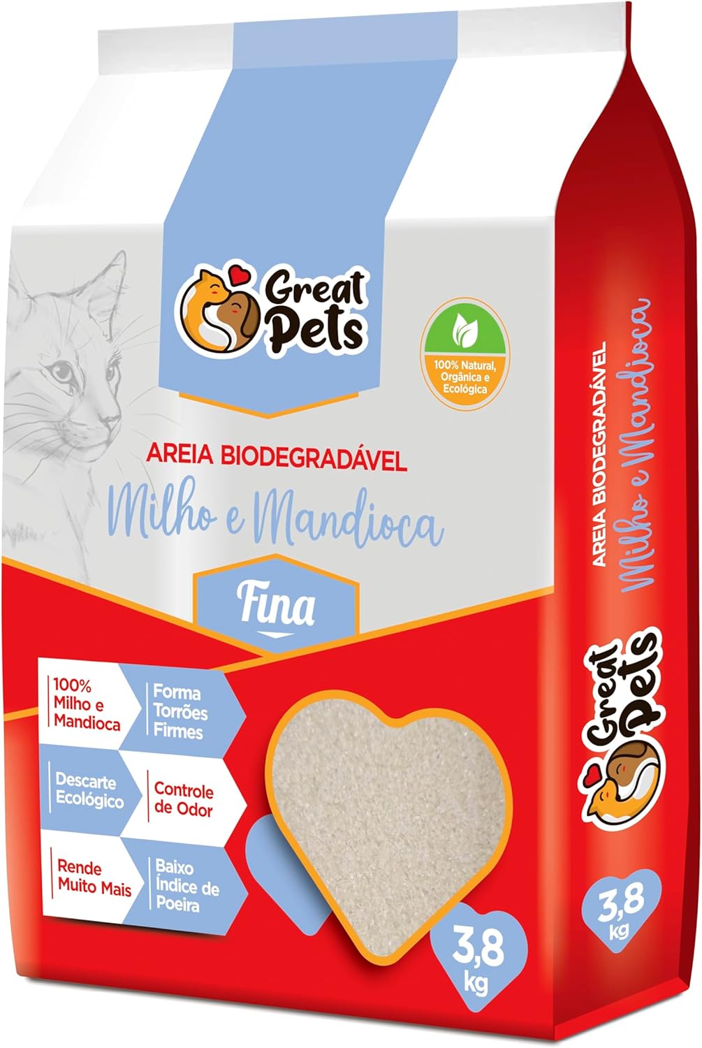 Areia Higiênica Biodegradável Fina 1