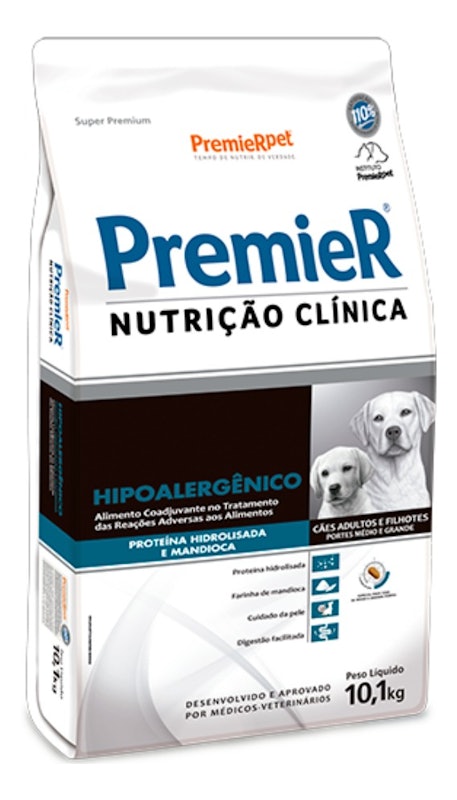 Ração PremieR Nutrição Clínica Cães Adultos e Filhotes Porte Médio e Grande Proteína Hidrolisada & Mandioca Hipoalergênico 1