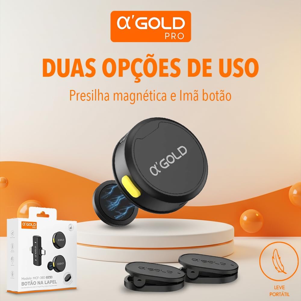 Microfone de Lapela sem Fio Bluetooth A'Gold 4