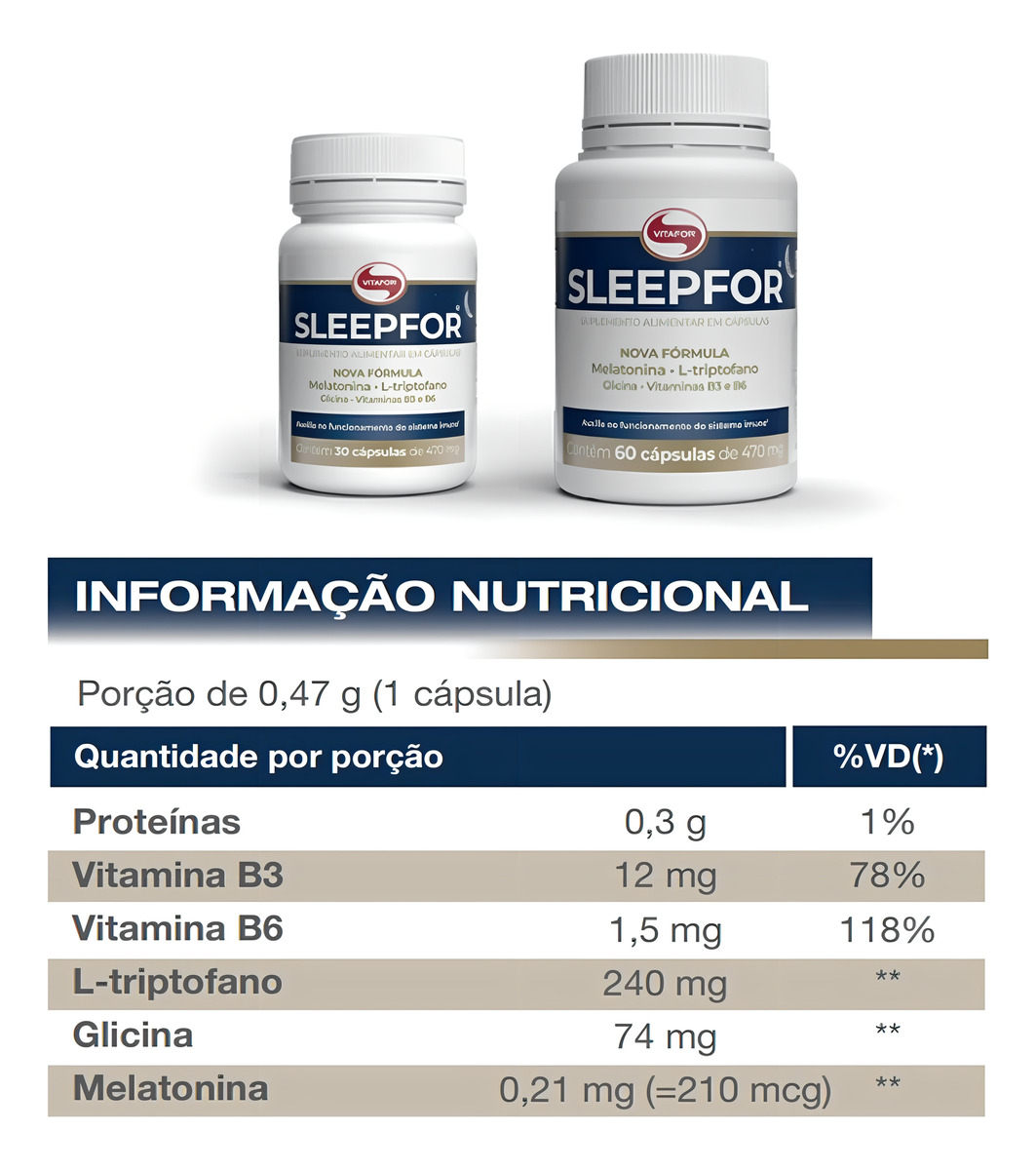 Sleepfor Melatonina, L-Triptofano e Glicina 3
