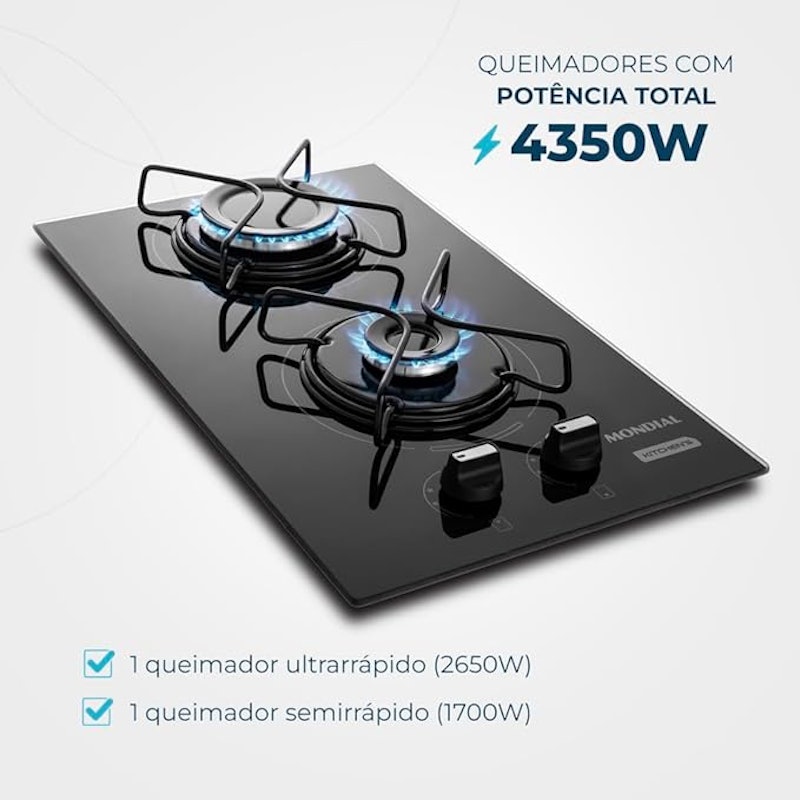 Cooktop a Gás 2 Bocas Mondial 2