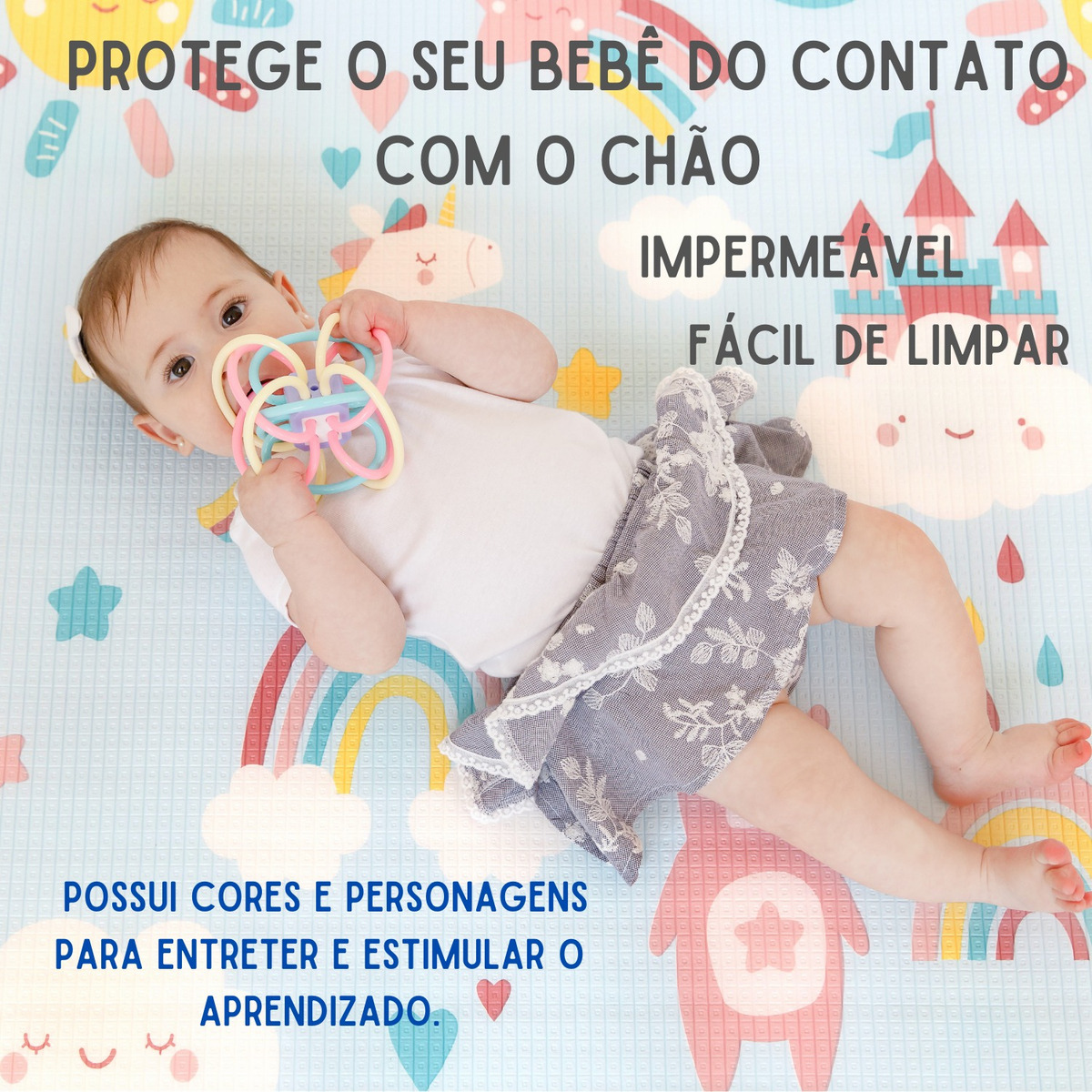 Tapete Dobrável Baby Arco Íris Buba 4