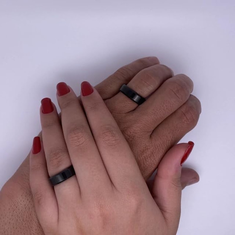 Alianças Italianas Par Pretas 8 mm Diamantadas 4