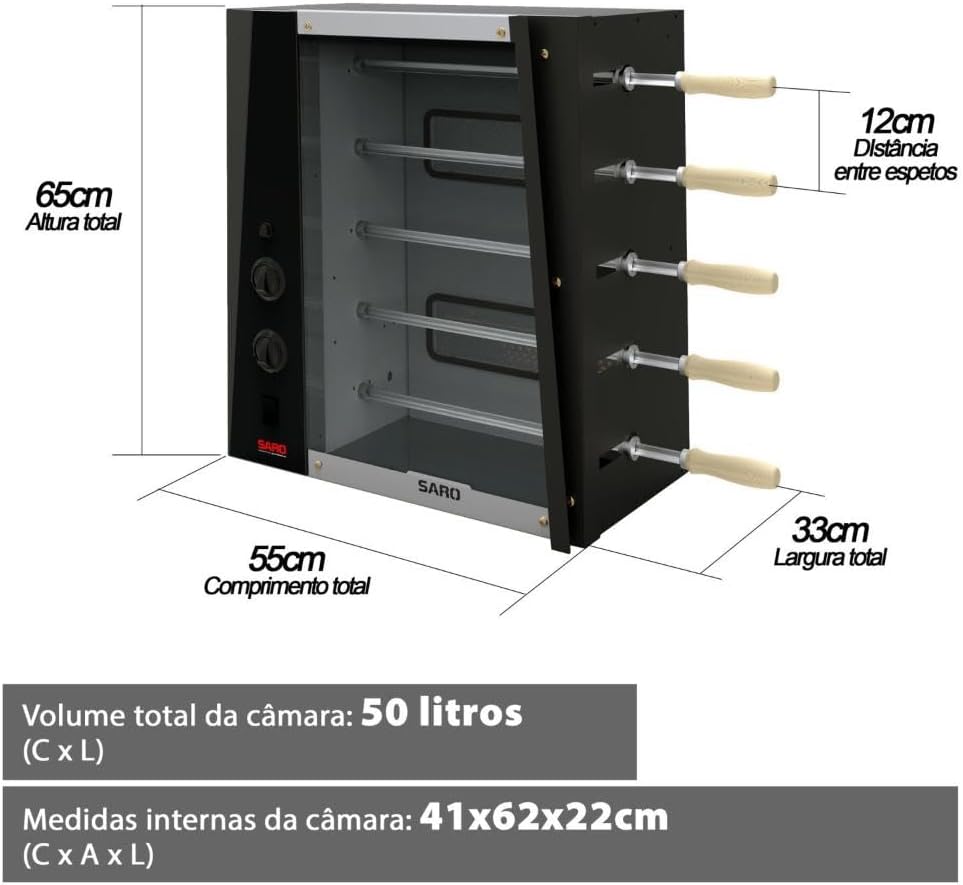 Assador Rotativo de 5 Espetos Elétrico 4