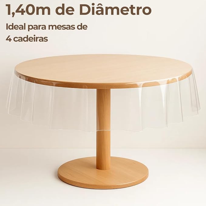 Toalha Plástica Transparente Impermeável para Mesa Redonda 4