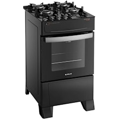 Fogão 4 Bocas Preto com Mesa de Vidro Atlas Atenas Glass