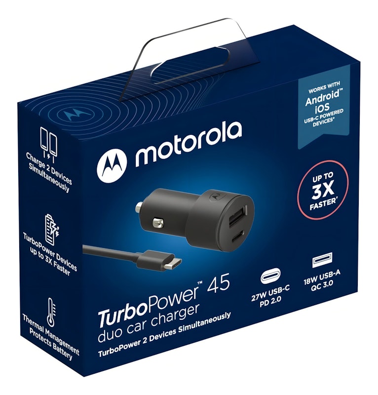 Carregador Veicular Motorola Turbo Power™ 45 DUO 27 W / 18 W 4