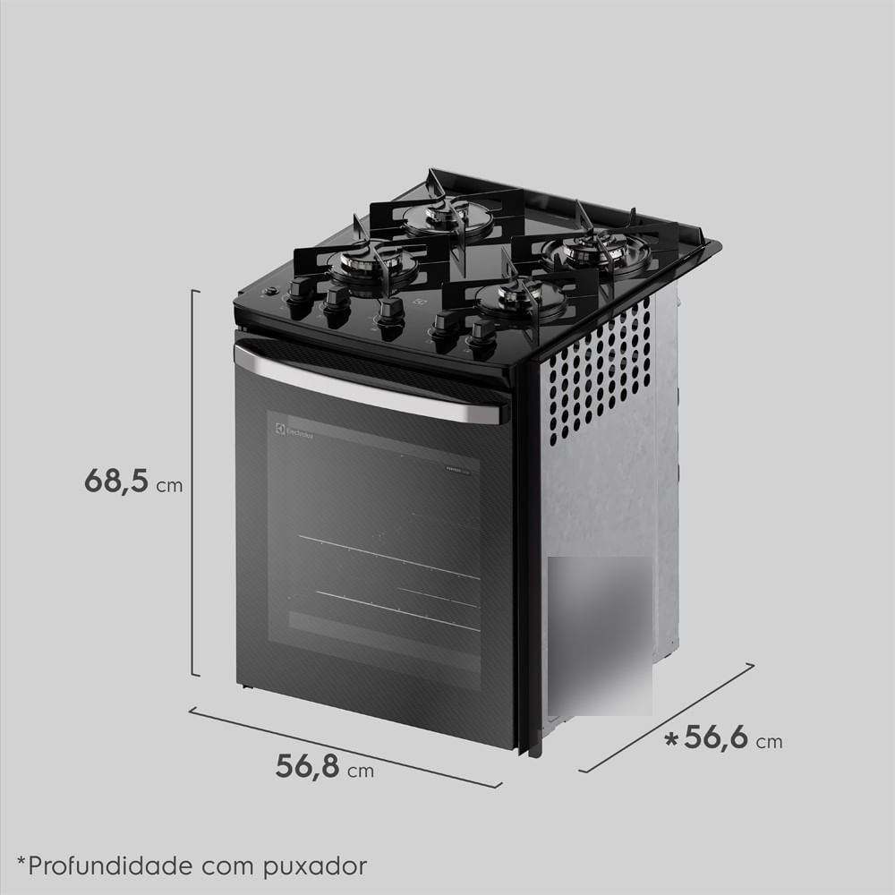 Fogão de Embutir 4 Bocas Electrolux Preto Experience 2
