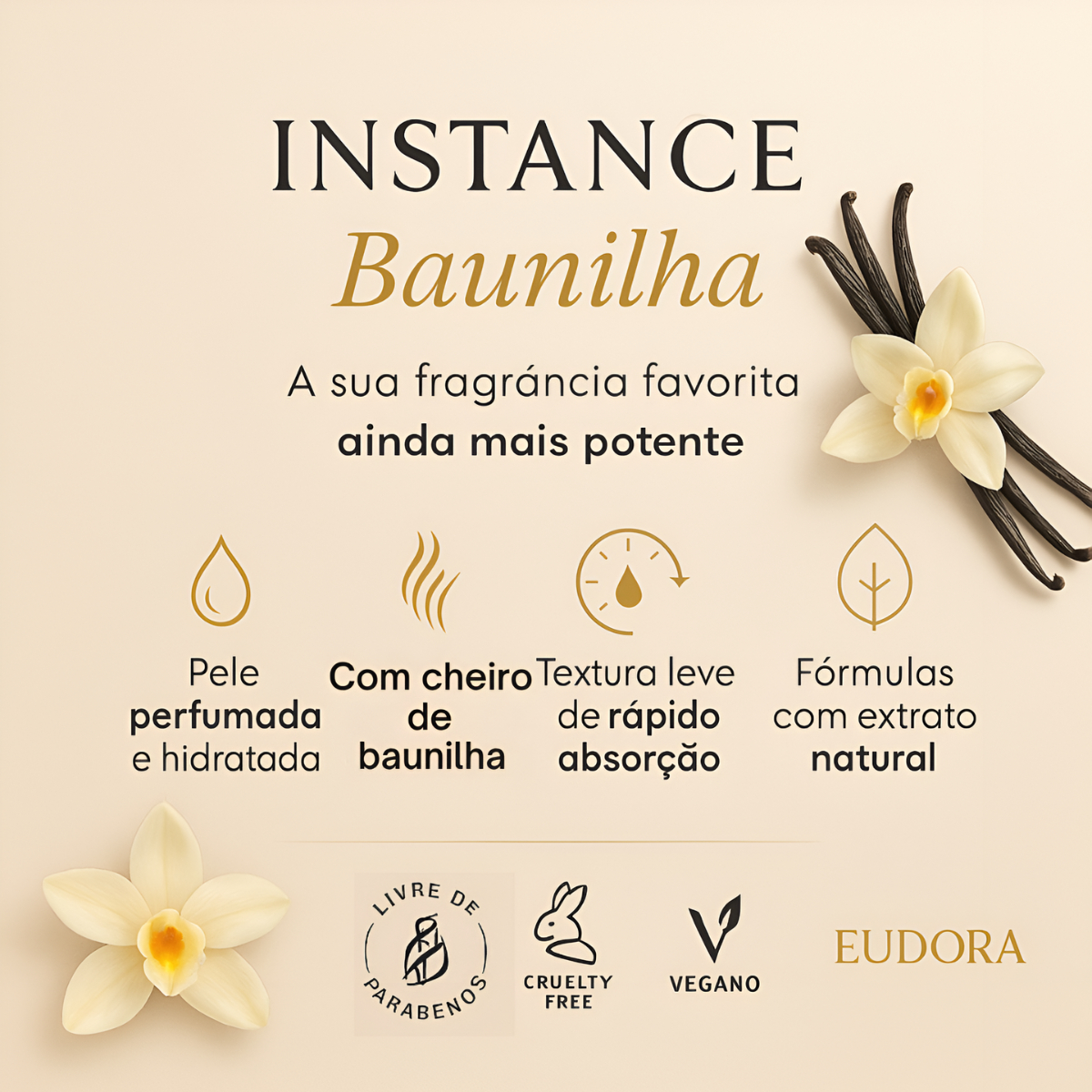 Spray Perfumado Desodorante Colônia Instance Baunilha 3
