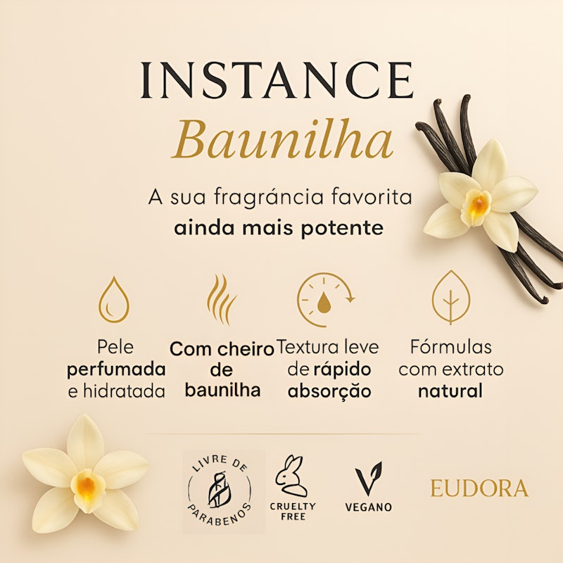 Spray Perfumado Desodorante Colônia Instance Baunilha 3