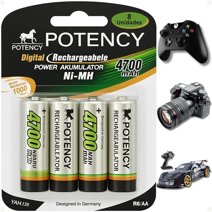 Kit 8 Pilhas Recarregáveis AA 4700 mAh 1