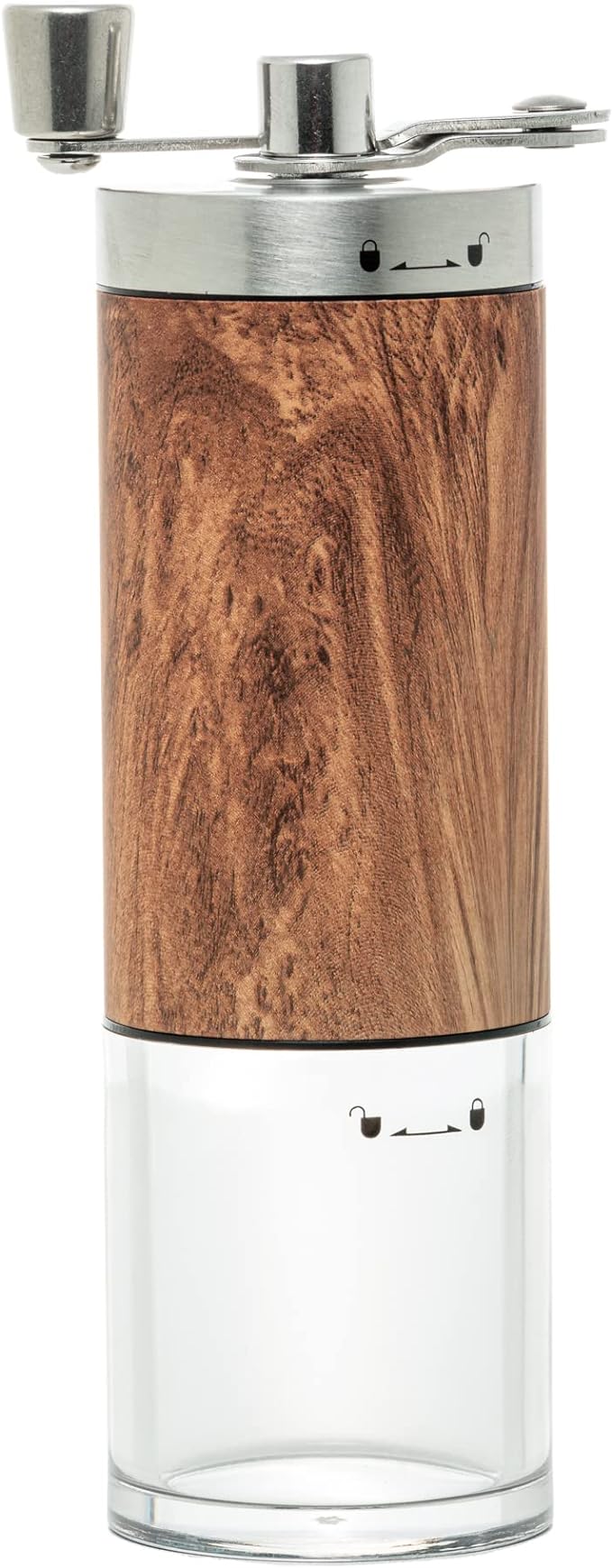 Moedor de Café de Aço Inox Manual com Estampa de Madeira 1